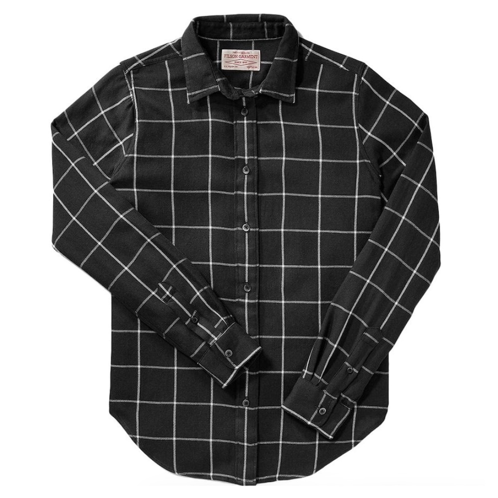 Filson - Farrow Black Plaid Wool Cotton Long Sleeve Button Front Shirt - Large